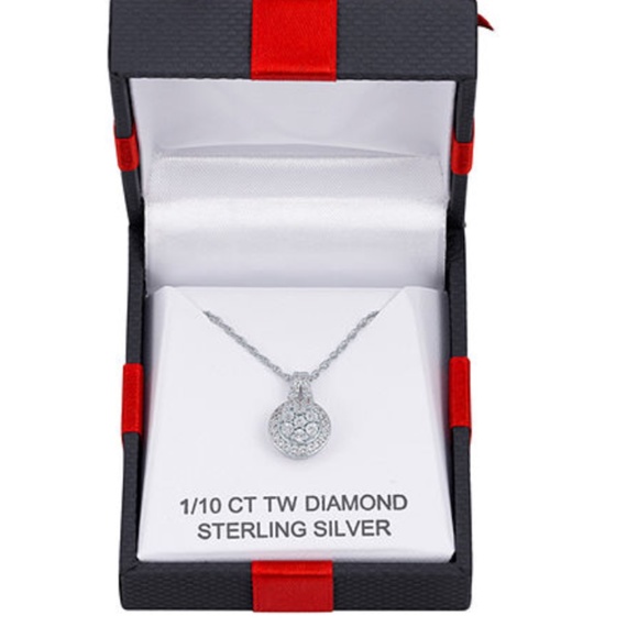 Genuine Diamond Pendant Necklace Sterling Silver - Picture 2 of 3